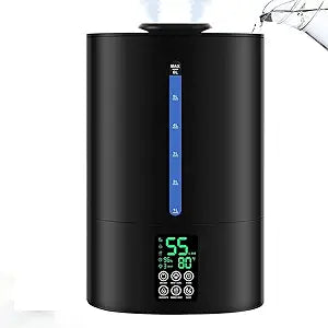 Coolfiqu 6L Humidifiers for Bedroom Large Room Home,Cool and Warm Humidifier for Baby and Plants Hot Mist Top Fill Desk Humidifiers Oil Diffuser,Quiet,Adjustable Mist,360┬░Nozzle-Black(2026 Upgraded)