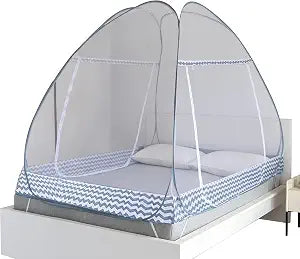 Instant Pop-Up Mosquito Net Tent for Bed | Full Enclosure Design with Ultra-Fine Mesh & Portable Foldable Frame | Indoor/Outdoor Camping, Travel Bed Canopy - Easy Setup & Pack up(Queen Size)