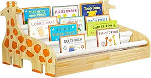 Yigney Toddler Book Shelf for Kids Rooms - Nursery Book Shelves Kids Book Shelf Sided with 4 Tier Deep Sleeves for Baby Room Small Children Classroom Books Rack Storage