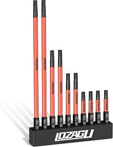 10-Piece T25 Torx Bits, 2'' to 6'' (50-152mm), Magnetic T25 Torx Bits for Impact Driver, 1/4 Inch Hex Shank | S2 Steel