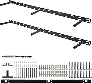 Floating Shelves Brackets 2 Pack Heavy Duty - 34 Inch Hidden Adjustable Mantel Brackets for Wall, 6" Deep Solid Steel with Easy Install Hardware Kit for Fireplace, Living Room