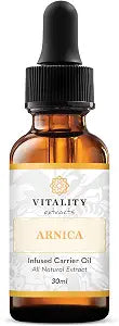 Vitality Extracts Arnica Infused Jojoba Oil (30 mL) – Unscented Body Oil for Massage & Skin Moisturizing