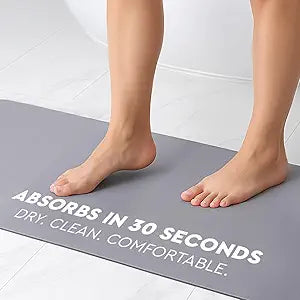 Homergy Bath Mat  Super-Absorbent & Quick-Dry Poolside Mat & Outdoor Shower Mat with Non-Slip Rubber Backing, Machine Washable & Odor Resistant  24x48 in, Gray