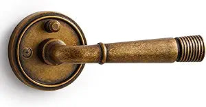 2 Pack Antique Brass Door Lever Interior Privacy Door Handle with Lock for Bedroom and Bathroom,Zinc Alloy