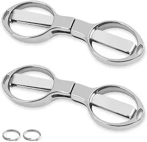 2PCS Folding Scissors, Portable Travel Scissor, Gift for Men Glasses Shaped Mini Shear Telescopic Cutter, Anti Rust Stainless Steel Scissors for Fishing Sewing Home Office-Silvery