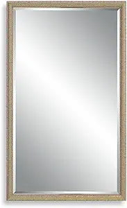 Aspra Gold Mirror | Modern Rectangle Engineered Polymer Frame Bathroom Vanity Mirror Mounted Vertical or Horizontal (24 in. W x 40 in. H x 1 in. D)