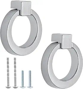 Litoexpe 2 Pack Brushed Nickel Drawer Ring Pulls