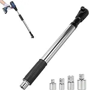 Offset Extension Wrench for Electric Drill - 4 Socket Adapters + 1/2" Drill Adapter, Impact Wrench Extender for Tight Spaces, Slim Design Socket Set Accessory