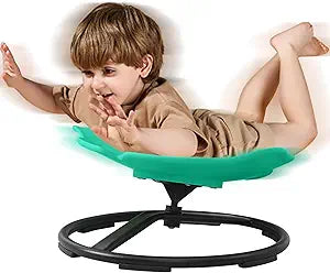 Spinning Chair for Autistic Kids, Sensory Toys for Kids With Autism, 360 Sensory Swivel Chair, Fish-Shaped Spin Seat for Children With ADHD, Safe & Smooth Sit and Spin Improve Balance (Dark Green)