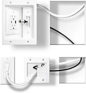 TV Wall Cable Organiser Kit  Recessed in-Wall Power & Dual Outlets, USB-A & USB-C Ports, 9ft Cord & Includes Wall Cutting Tools for a Clutter-Free Home Theatre & Wall-Mounted Television
