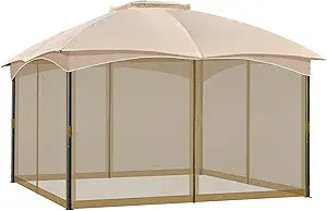 COWVIE Gazebo Replacement Netting Screen, 10' x 13' Universal Gazebo 4-Panel Mosquito Sidewalls with Double Zippers for Outdoor Patio (Only Netting)
