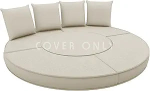 Outdoor Daybed Cushion Cover, 66" Replacement Round Bed Cushions Cover,Outdoor Waterproof and Fade-Resistant Sun Bed Out door Cushion Cover - Patio Round Daybed Cushions Covers, Covers ONLY