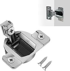 110-Degree Cabinet Door Hinges - Replacement for Blum Compact 33 Self-Closing Hinges, Adjustable Screw-On Design for Open-Side/Standard Cabinets, Soft-Close Durable Steel (Sliver, 16 Pack)