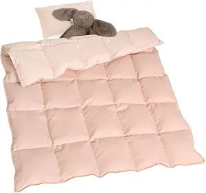 zzlamb Muslin Toddler Down Comforter Baby Down Blanket, Lightweight Crib Quilt All Season Duvet Insert, Soft & Breathable 100% Cotton Muslin Cover for One Side Machine Washable, Cherry Pink 41x48in