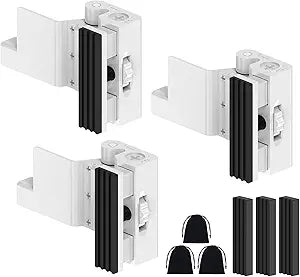 Upgraded Portable Security Door Reinforcement Lock - No Drilling Flip Lock Latch Prevents Unauthorized Entry Fits Inward-Opening Doors, Apartment, Hotel, Travel (White-3 Pcs)