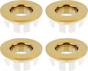 4 Pack Basin Overflow Decorative Caps Brass 30mm Fit for 25mm Holes compatible with Bathroom Sinks