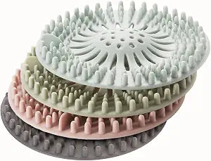 Shower Drain Hair Catcher 4 Pack  Silicone Bathtub Drain Cover, Hair Catcher for Shower Drain, Anti-Clog Drain Protector for Bathroom Tub, Kitchen Sink & Laundry, Flexible Reusable Drain Strainer