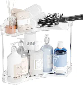 Yieach 2 Tier Corner Bathroom Counter Organizer,Clear Sink Shelf,Bathroom Corner Organizer and Storage for Restroom,Vanity Countertop,Two Tier Small Sink Organizers & Rack for Makeup,Beauty Product