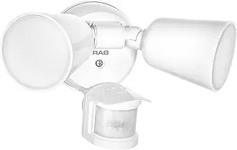 RAB Lighting LU160 Luminator Motion Sensor Outdoor Lights - Flood Light for Security - Outside Dusk to Dawn Photocell, 3000k5000k Tunable, IP65 Weatherproof Rating, 160Coverage, 50 Ft Range (White)