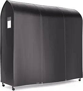 HANGERWORLD 6ft Large Black Clothes Rack Cover with 2 Zippers - Waterproof Nylon, Breathable, Dust Protector for Storage (Garment Rack Cover ONLY)