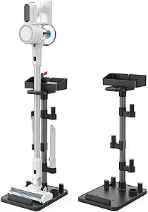 Portek Cordless Vacuum Stand, Height-Adjustable Stick Vacuum Standing Dock Station, 7 Accessory Holders Attachments Organizer and Storage Box (Max. 1.8" Vac Wand)