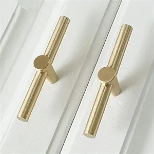 Brushed Brass Cabinet Knobs 4Pack Brass T Bar Cabinet Pulls Gold Cabinet Pulls Furniture Cupboard Knobs Hardware