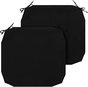 FUNHOME Outdoor Cushion Covers 22 x 20 x 4 inch,Set of 2,Replacement Seat Cushion Cover for Patio Furniture Chair,Water Resistant,Fade-Resistant Slipcover Only,No Insert(Black)