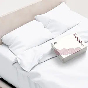 Mayfair Linen Egyptian Cotton White Queen Sheets Set - Luxury 800 Series High Thread Count Queen Bed Sheet Set (4 PC), Soft Cooling 16" Deep Pocket Hotel Quality Bed Sheet Set - Tranquil Collection