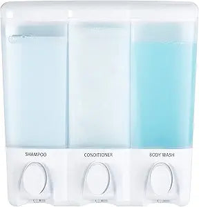 Better Living Products 72350 Clear Choice 3-Chamber Shower Dispenser, White