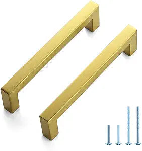 JOY DECOR Gold Cabinet Handles Square Cabinet Pulls, 5 Inch CC, 10 Pack