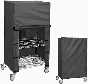 Waterproof Wire Rack & Shelving Cover  Heavy Duty Storage Shelf Dust Cover, Fits 36" W x 14" D x 54" H, Nylon Buckles & Hook-and-Loop Closure (Black, No Shelves)