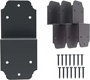 4packs Heavy Duty Pergola Bracket Black,6" Steel Angle Joist Tie Z Fix Bracket for Wood DIY Projects - Large Connector Brace,Post to Beam Connectors Repair Hardware,Joining Brackets