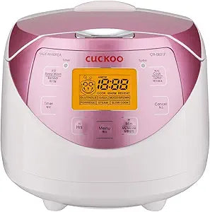 CUCKOO Micom Rice Cooker 6 Cup Uncooked / 12 Cup Cooked, Korean Fuzzy Logic Rice Cooker with Delay Timer & Keep Warm Setting, Versatile Food Steamer with Non-Stick Inner Pot, Pink (CR-0631F)