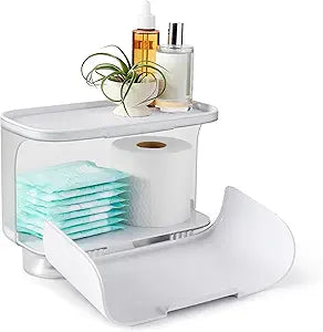 YouCopia Hideaway Toilet Cabinet, Over The Toilet Bathroom Organizer for Paper Rolls, Wipes and Accessories