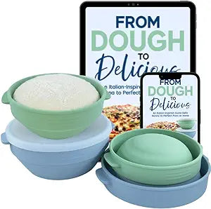 Pizza Dough Proofing Containers with Lids  4-Pack Silicone Stackable Boxes for Pizza Dough Balls  Airtight, BPA-Free Rising Buckets  Microwave & Freezer Safe Storage Set