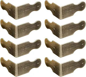 8Pcs Pure Brass Box Corner Protector Corner Braces Hardware Desk Edge Right Angle Guards Wood Jewelry Box Photo Frame Accessories (Antique Bronze)