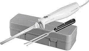 Hamilton Beach Electric Knife Set for Carving Meats, Poultry, Bread, Crafting Foam & More, Reciprocating Serrated Stainless Steel Blades, Ergonomic Design Storage Case + Fork Included, 5 Foot Cord