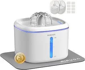 Cat Water Fountain,2.5L/84oz Pet Water Fountain for Cats Inside, Cat Fountain for Drinking with Ultra Quiet Pump(20dB)& LED Blue Light - for Pets Small Animals