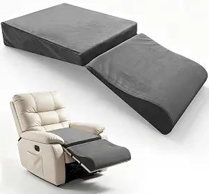 Wedge Recliner Cushion with Wave Shape Footrest for Long Sitting Elderly 35D High-Density Foam Ergonomic Recliner Pads with Non-Slip Bottom Footrest Extender Pillow with Elastic Straps