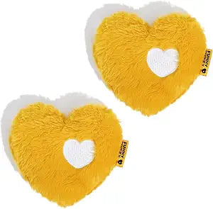 FUNNY FUZZY Dog Toy, Heart Plush Squeaky Dog Toy for Puppy Cats with Soft Squeaker, Fun for Indoor Puppies and Kitten, Pet Toy for Small Medium Large Breeds, Yellow,2 Pack