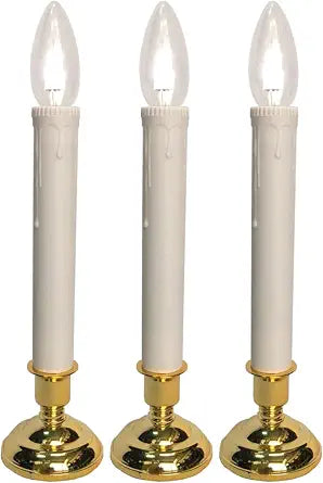 Brite Star Battery Operated 10-inch Tiffany LED Candles - 3 Count Flameless Candles with Timer- Perfect for Home Dcor