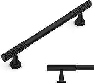 Amerdeco 10 Pack Matte Black Cabinet Pulls 5 Inch(128MM) Hole Centers Kitchen Cabinet Handles Hardware Kitchen Handles for Cabinets Cupboard Handles Drawer Pulls ZH0071