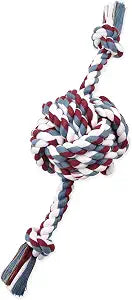 Mammoth Pet Products Flossy Chews Colossal 25-Inch Color Monkey Fist Ball with Rope Ends, Assorted Colors, Multicolor (20166F)