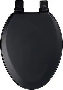 Toilet Seat, Slow Close, Soft Touch, Ultra-Smooth Matte Finish (No Orange-Peel Texture), Premium Moulded Wood, Quick Release, PIKLiDS (Black, Elongated)