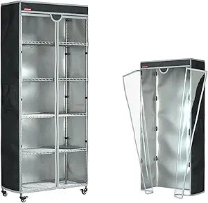 Wire Rack Cover 40"W x 18"D x 72"H  Heavy Duty Waterproof Dustproof Shelving Cover with Clear PVC Front & T-Zipper, Black Oxford Storage Organizer for Home, Laundry or Basement (No Shelves)
