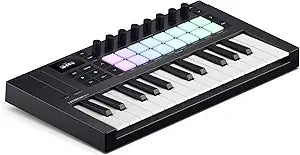 Novation Launchkey Mini 25 MK4  Portable 25 Mini-Key, USB, MIDI Keyboard Controller with DAW Integration. Chord Mode, Scale Mode, Drum Pads, and Arpeggiator. Includes Music Creation Software Bundle
