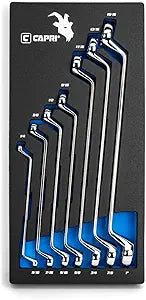 Capri Tools 75-Degree Deep Offset Double Box End Wrench Set, 1/4 to 1 in, SAE, 7-Piece with The Mechanic's Tray