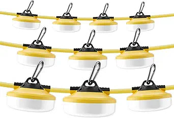 LED Construction String Lights 100FT, 10000 LM, 5000K Daylight LED String Work Lights, 100W Temporary Lighting for Job Site Outdoor Indoor, IP65 Waterproof Temporary Construction Lights, ETL Listed