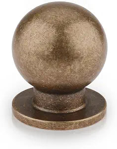 Haliwu 30 Pack 1" Solid Round Antique Brass Knobs for Drawers, Dressers