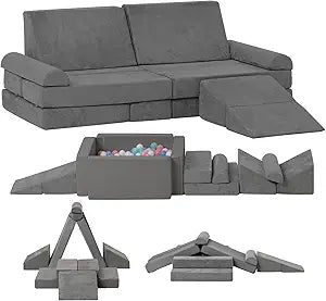 LOAOL Kids Couch, Modular Kids Play Couch, Convertible Playroom Furniture Indoor, Creative Open Ended Play for Boys and Girls, Washable & Removable Cover